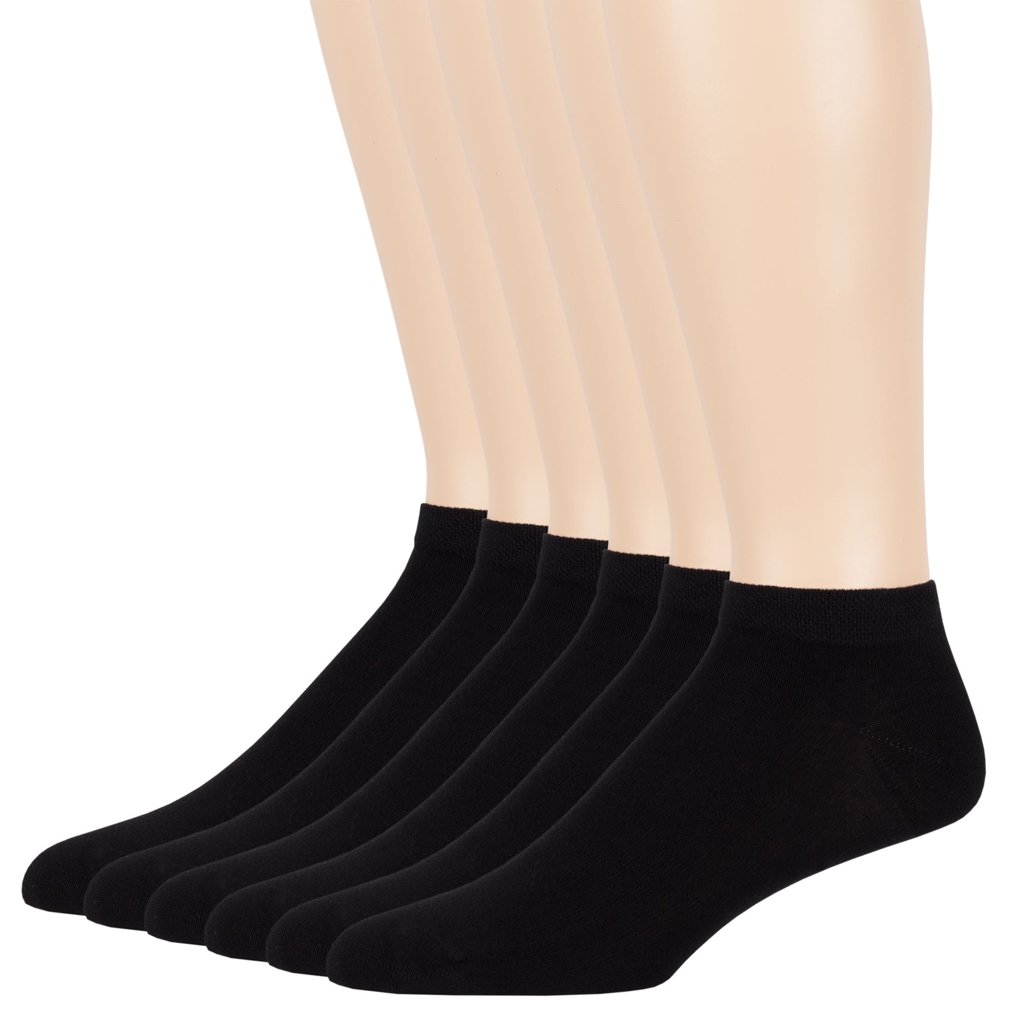 7BIGSTARS KINGDOM Men Bamboo Ankle Sock - 6 Pack - Thin Seamless Breathable Soft Solid Low Cut - Sock Size 10-13 Shoe 9-12 L Black