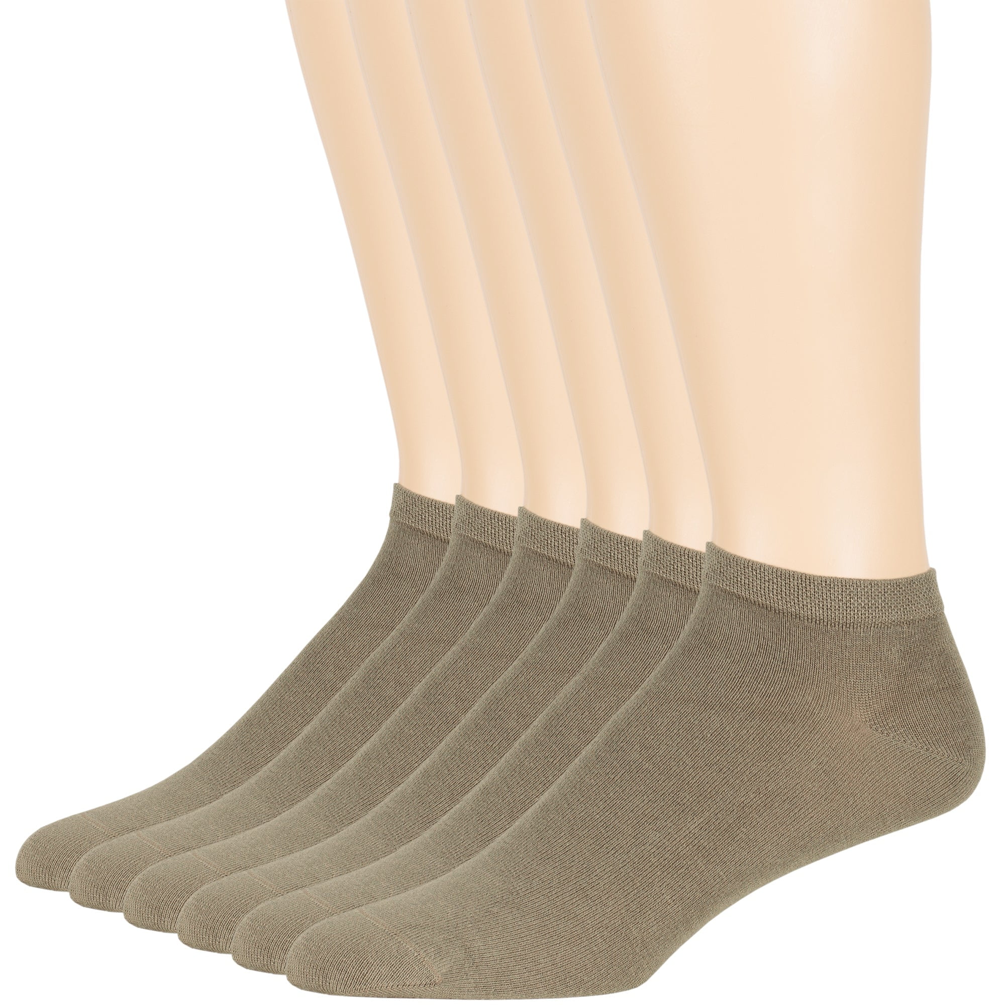 7BIGSTARS KINGDOM Men Bamboo Ankle Sock - 6 Pack - Thin Seamless Breathable Soft Solid Low Cut - Sock Size 10-13 Shoe 9-12 L Khaki