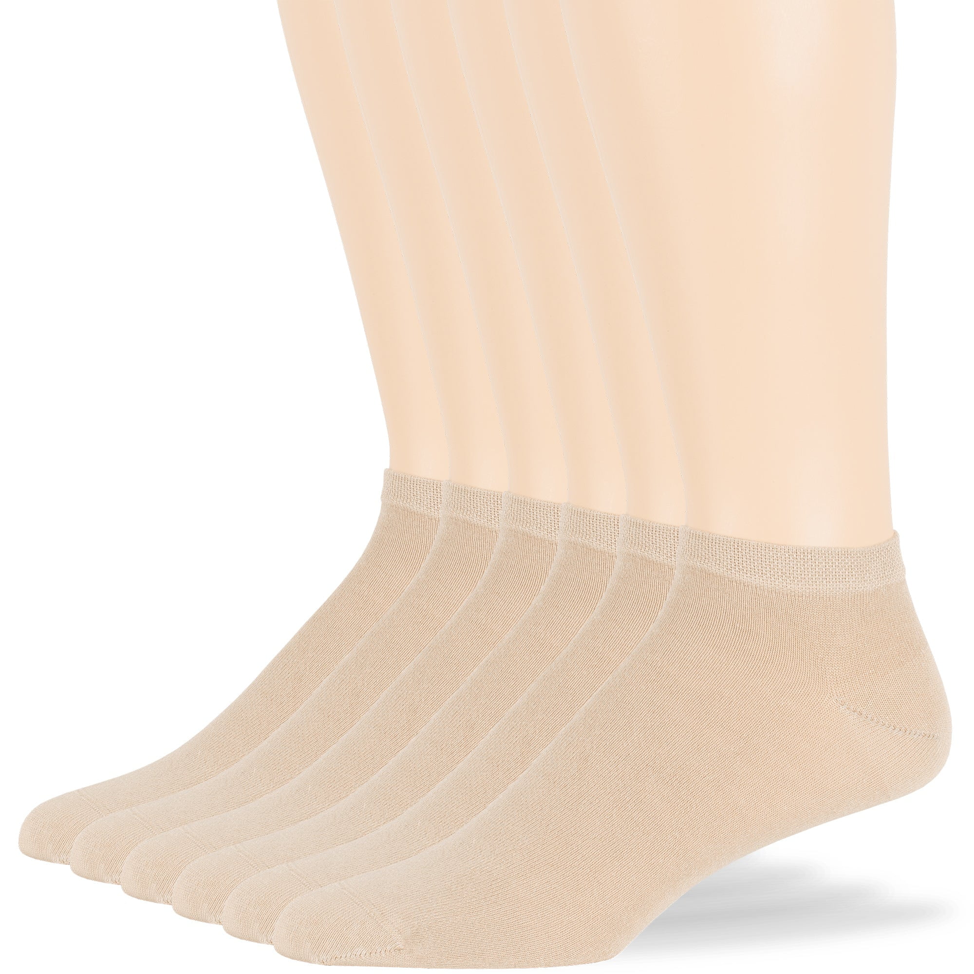 7BIGSTARS KINGDOM Men Bamboo Ankle Sock - 6 Pack - Thin Seamless Breathable Soft Solid Low Cut - Sock Size 10-13 Shoe 9-12 L Light Beige