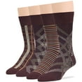 thumbnail image 1 of 7BIGSTARS KINGDOM Men Bamboo Fashion Dress Crew Sock - 4 Pack - Geometric, Stripe - Casual Business Seamless- Brown Assortment - Sock Size 10-13 Shoe 9-12 L, 1 of 9