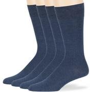 7BIGSTARS KINGDOM Men Seamless Bamboo Dress Socks - 4 Pack - Breathable Casual Soft Crew Business Solid - Sock Size 10-13 Shoe 9-12 L Light Navy