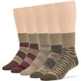 thumbnail image 1 of 7BIGSTARS KINGDOM Men's Diabetic Loose Cotton Quarter Socks - 5 Pack - Geometric, Stripe Pattern, Seamless - Sock Size 10-13 Shoe Size 9-12 L Khaki, Brown, Olive Green, 1 of 11