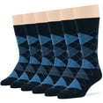 thumbnail image 1 of 7BIGSTARS KINGDOM Men's Dress Argyle Cotton Socks - 6 Pack - Large - Casual Seamless Socks Size 10-13 Shoe Size 6-12 L Dark Navy, 1 of 7