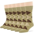 thumbnail image 1 of 7BIGSTARS KINGDOM Men's Dress Argyle Cotton Socks - 6 Pack - Large - Casual Seamless Socks Size 10-13 Shoe Size 6-12 L Khaki, 1 of 7