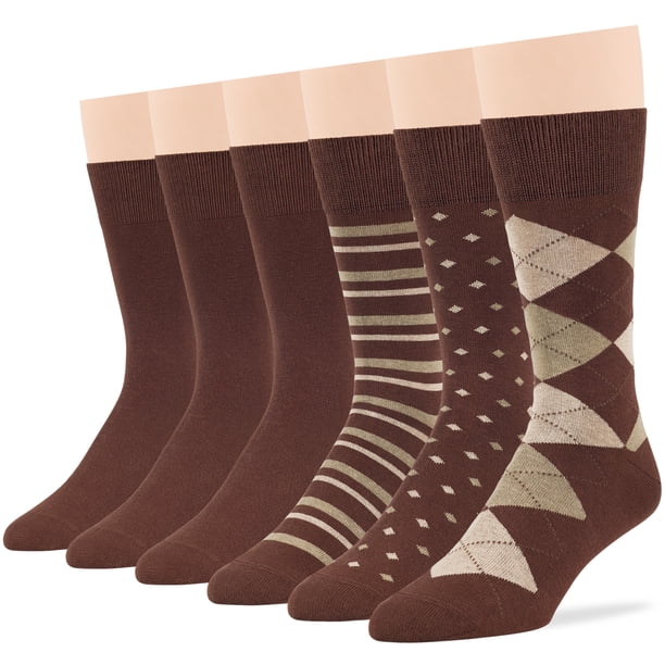 Men's Dress Socks Cotton -6 pack- Patterned Thin Business Casual Argyle, Dotted, Striped, Solid, Shoe Size 9-12 L Brown | 7BIGSTARS KINGDOM Men's Dress Socks Cotton -6 pack- Patterned Thin Business Casual Argyle, Dotted, Striped, Solid, Shoe Size 9-12 L Brown | 7BIGSTARS KINGDOM