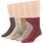 7BIGSTARS KINGDOM Mens Extra Wide Cotton Quarter Socks - 5 Pack Big Tall - Stripe Pattern Seamless - Sock Size 13-15 Shoe Size 12-15 XL Brown, Light Beige, Beige, Khaki, Light Brown