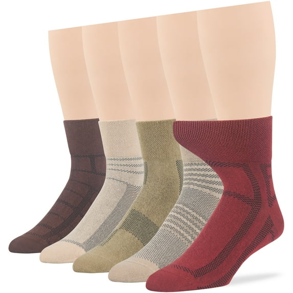 7BIGSTARS KINGDOM Men's Extra Wide Cotton Quarter Socks - 5 Pack Big Tall - Stripe Pattern Seamless - Sock Size 13-15 Shoe Size 12-15 XL Brown, Light Beige, Beige, Khaki, Light Brown