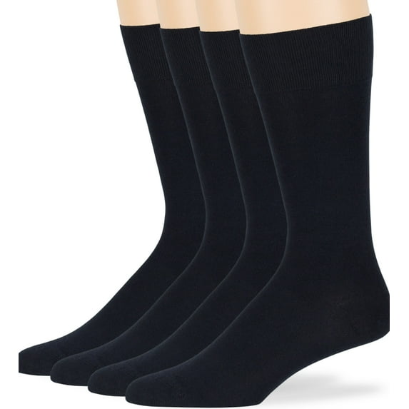 7BIGSTARS KINGDOM Men's Seamless Bamboo Dress Socks - 4 Pack - Breathable Casual Soft Crew Business Solid - Sock Size 10-13 Shoe 9-12 L Dark Navy