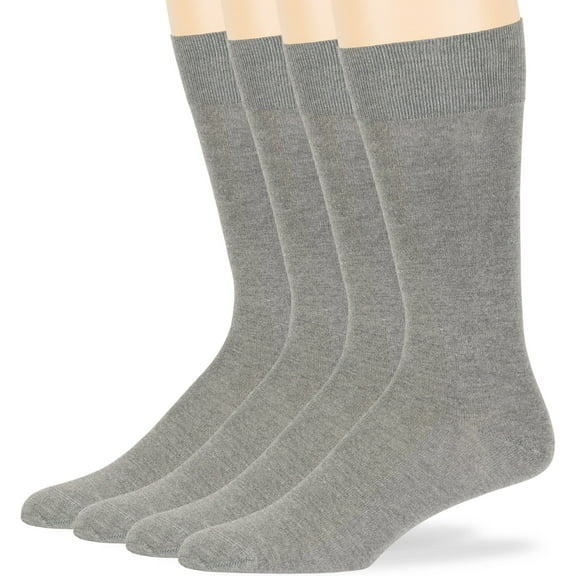 7BIGSTARS KINGDOM Men's Seamless Bamboo Dress Socks - 4 Pack - Breathable Casual Soft Crew Business Solid - Sock Size 10-13 Shoe 9-12 L Grey