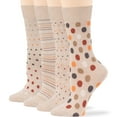 thumbnail image 1 of 7BIGSTARS KINGDOM Women Cotton Crew Socks - 4 Pack Large - Striped-Mid Dotted -Polka Dot - Casual-Dress-Sock Size:10-12, Shoe Size: 8-12, Light Beige, 1 of 9