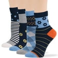 thumbnail image 1 of 7BIGSTARS KINGDOM Women's Bamboo Diabetic Quarter Patterned Socks - 4 Pack Medium-Extra Wide Dot, Argyle, Flower, Stripe - Sock Size 9-11 Shoe Size 5-9 M Denim Blue, Navy, Orange, 1 of 9