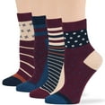 thumbnail image 1 of 7BIGSTARS KINGDOM Women's Bamboo Diabetic Quarter Patterned Socks - 4 Pack Medium-Extra Wide Polka Dot, Heart, Stripe - Sock Size 9-11 Shoe Size 5-9 M Burgundy, Navy Blue, Ecru, 1 of 9