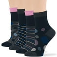 thumbnail image 1 of 7BIGSTARS KINGDOM Women's Bamboo Diabetic Quarter Patterned Socks - 4 Pack Medium-Extra Wide Polka Dot, Stripe - Sock Size 9-11 Shoe Size 5-9 M Dark Grey, Black, Blue, 1 of 9