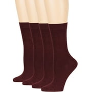 7BIGSTARS KINGDOM Womens Bamboo Dress Socks - 4 Pack Large - Casual Crew Lightweight - Sock Size 10-12 Shoe Size 8-12 L Burgundy