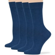 7BIGSTARS KINGDOM Womens Bamboo Dress Socks - 4 Pack Medium - Thin Casual Crew Calf - Sock Size 9-11 Shoe Size 5-9 M Light Navy