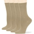 thumbnail image 1 of 7BIGSTARS KINGDOM Women's Cotton Dress Socks - 4 Pack Large - Solid Casual Crew Lightweight Calf - Sock Size 10-12 Shoe Size 8-12 L Beige, 1 of 8
