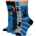 thumbnail image 1 of 7BIGSTARS KINGDOM Women's Cotton Fun Socks - 4 Pack Large - Cat- Moon - Heart Tail- Seamless Sock Size 10-12 Shoe Size 8-12, Black, Navy, Blue, Grey, 1 of 10