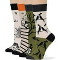 thumbnail image 1 of 7BIGSTARS KINGDOM Women's Cotton Fun Socks - 4 Pack Medium - Love Bird Book Tree - Seamless Sock Size: 9-11, Shoe Size: 5-9, Black, Grey, Green, Ecru, 1 of 10