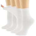 thumbnail image 1 of 7BIGSTARS KINGDOM Women's Seamless Bamboo Diabetic Ankle Socks, Non-Binding Loose Fit - 4 Pack Large - Solid Extra Wide - Sock Size 10-12 Shoe Size 8-12 L White, 1 of 10