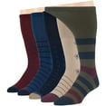 thumbnail image 1 of 7BigStars Kingdom Men's Diabetic Dress Cotton Mid Calf Socks - 5 Pack Large - Stripe Pattern - Sock Size 10-13 Shoe Size 9-12 L Dark Navy, Navy, Burgundy, Olive Green, Beige, 1 of 10