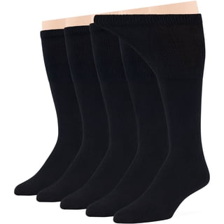 7BigStars Kingdom Men's Diabetic Dress Seamless Cotton Mid Calf Socks - 5 Pack Large - Solid - Sock Size 10-13 Shoe Size 9-12 L Black