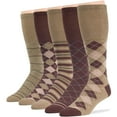 thumbnail image 1 of 7BigStars Kingdom Men's Diabetic Seamless Cotton Mid Calf Socks - 5 Pack Large - Argyle, Stripe, Geometric Pattern - Sock Size 10-13 Shoe Size 9-12 L Khaki, Brown, 1 of 10