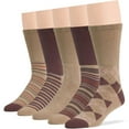 thumbnail image 1 of 7BigStars Kingdom Men's Diabetic Seamless Crew Socks - 5 Pack Large - Stripe Pattern - Sock Size 10-13 Shoe Size 9-12 Khaki, Brown, Beige, 1 of 11