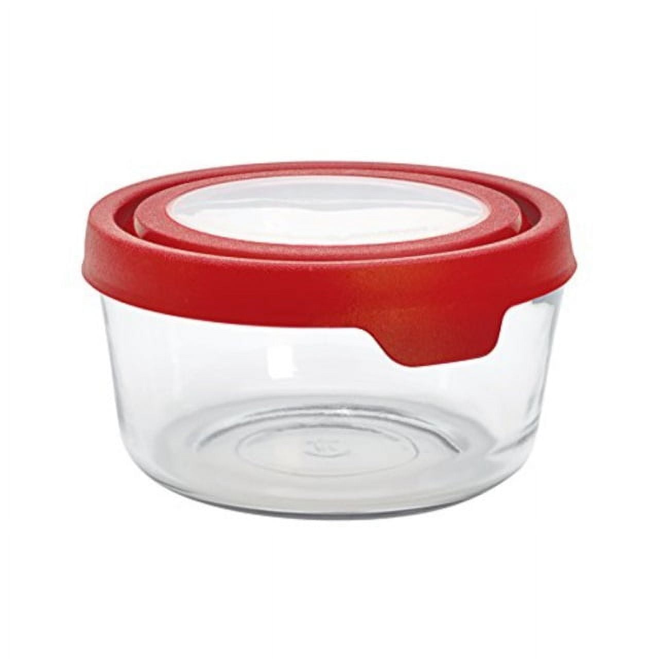 Anchor Hocking TrueSeal Glass Food Storage Container with Airtight Lid,  Cherry, 7 Cup,Red