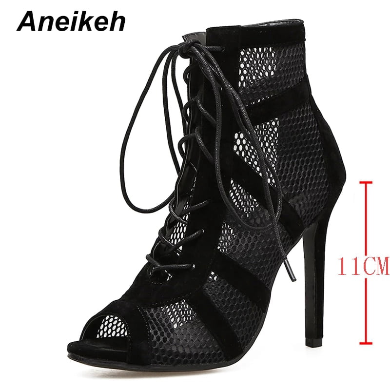 Feinlina Women's Colorful Block Heel Sandals - Suede, Lace-Up Ankle Strap, Open Toe (3.54 Inch Heel)