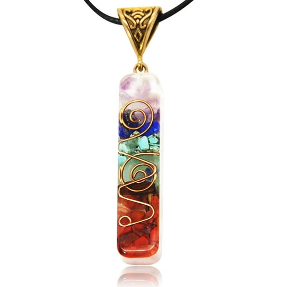 7Chakra Reiki Healing Natural Stone Pendant Necklace Yoga Unisex Gift