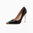 thumbnail image 1 of 7Cm high heels, women's shoes, summer, pointed stiletto, black, small, French, 1 of 7