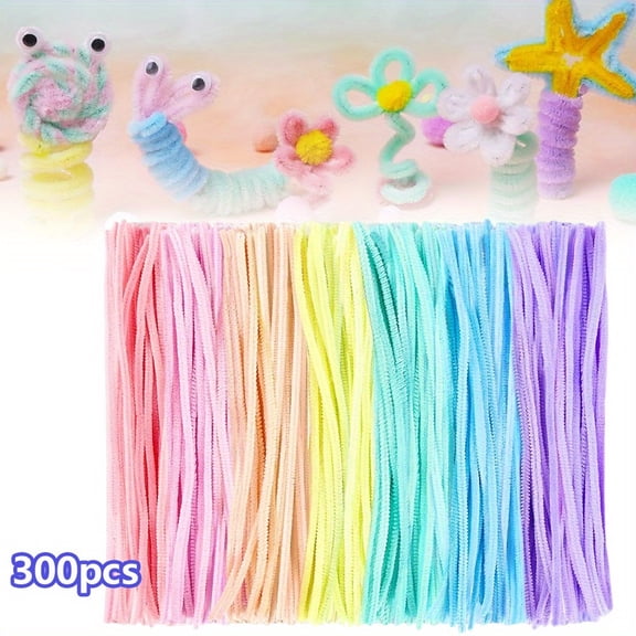 7Colors 300Pcs Pipe Cleaners Chenille Stem,Pipe Cleaner Crafts,Craft Supplies Bulk for DIY Arts Crafts Project