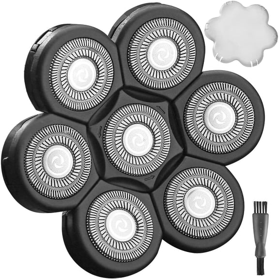 WAHFOX 7D Universal 7 Heads for HeadShaver,and Other Brand Head Shaver Replacement Blades, 7 Heads Beard Cutter Replacement Blade Easy Install Electric Razor Shaver