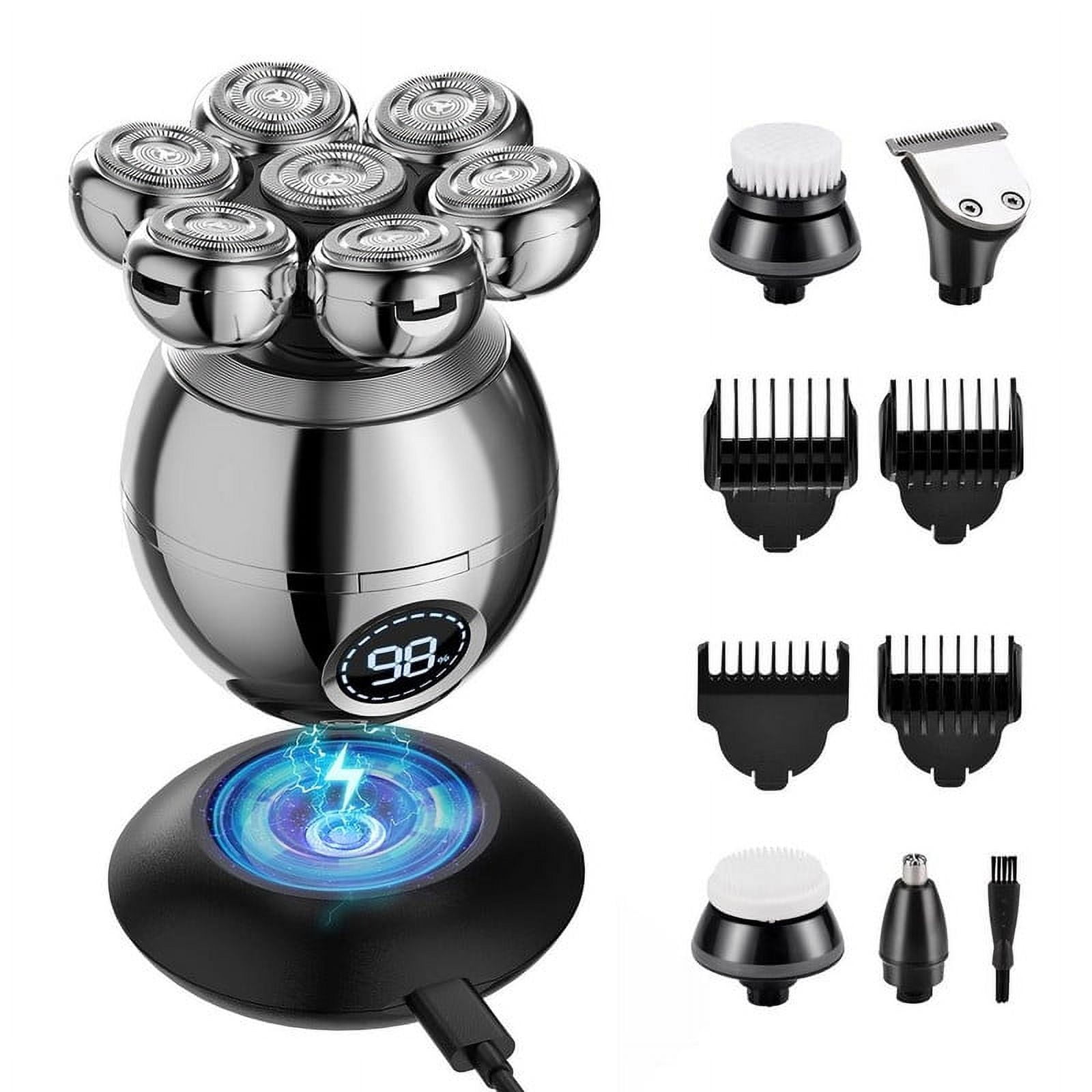 7D Men's Bald Head Shavers, 6 in 1 Wet/Dry Electric Razor, Waterproof