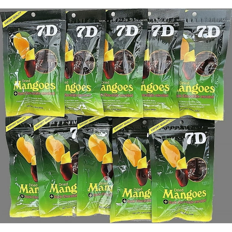 7D Cebu Dried Mangoes Dark Chocolate Dipped (10 packs X 80g
