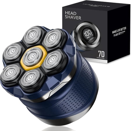 7D Head Shaver for Men, 5 in 1 Electric Bald Head Shaver with High-Speed Motor, IPX7 Waterproof Head Razor with LED Display, Dry/Wet, USB Rechargeable, Perfect for Home & Travel