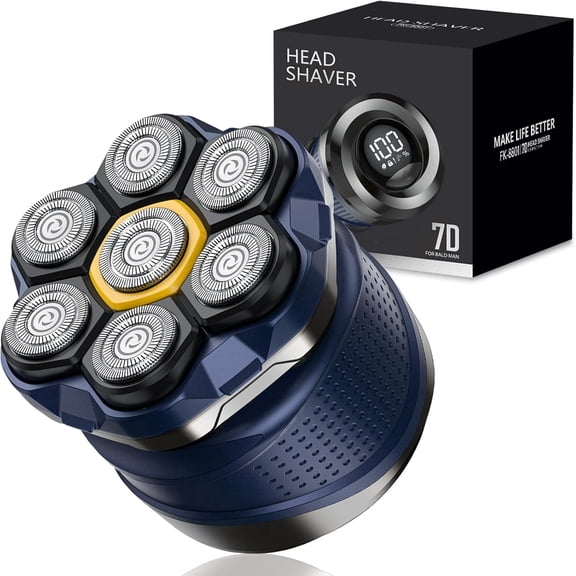 7D Head Shaver for Men, 5 in 1 Electric Bald Head Shaver with High-Speed Motor, IPX7 Waterproof Head Razor with LED Display, Dry/Wet, USB Rechargeable, Perfect for Home & Travel