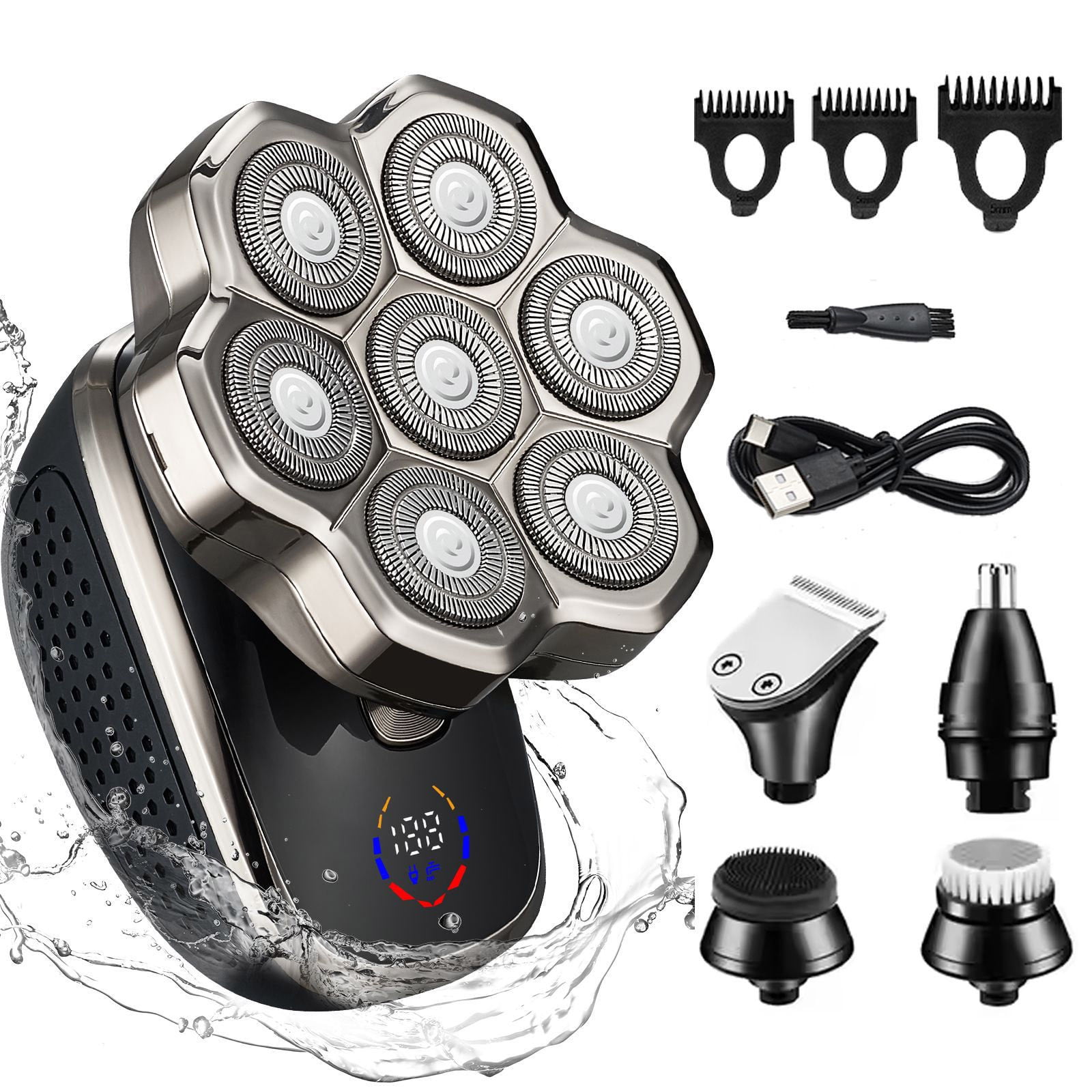 7D Head Shavers for Bald Men, 6-in-1 Rotary Shaver for Bald Men ...