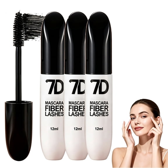 7D Mascara Fiber Lashes Waterproof, Silk Fiber Black Lengthening Mascara, Volumizing Lash Makeup for Adult Beauty
