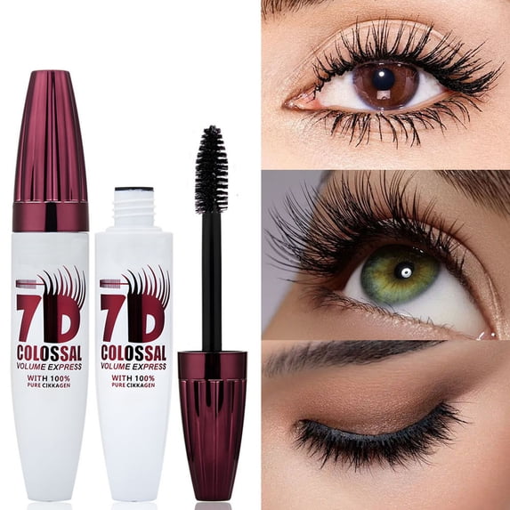 7D Mascara Waterproof and Smudge Proof, Volumizing Lengthening Curling Formula for Long Lasting Lashes, All Day Wear Resistant to Rain and Sweat