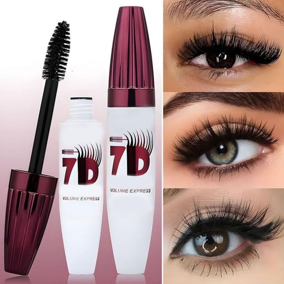 7D Mascara With Brush, Long-Lasting Curling and Volumizing, Smudge-Resistant Formula, Easy Application for Upper and Lower Lashes