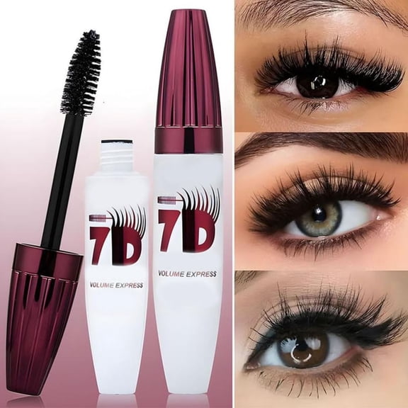 7D Mascara With Brush, Long-Lasting Curling and Volumizing, Smudge-Resistant Formula, Easy Application for Upper and Lower Lashes
