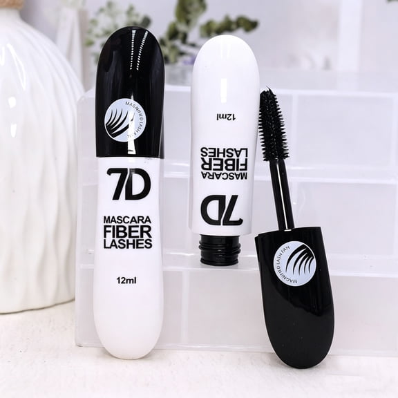 7D Volumizing Mascara 12ml - Waterproof Curling Double Sided Brush Long Lasting Natural Look, Lash Volumizer for Women, Smudge Proof Eye Makeup for All Day Wear, Easy Removal Gentle Cleanser