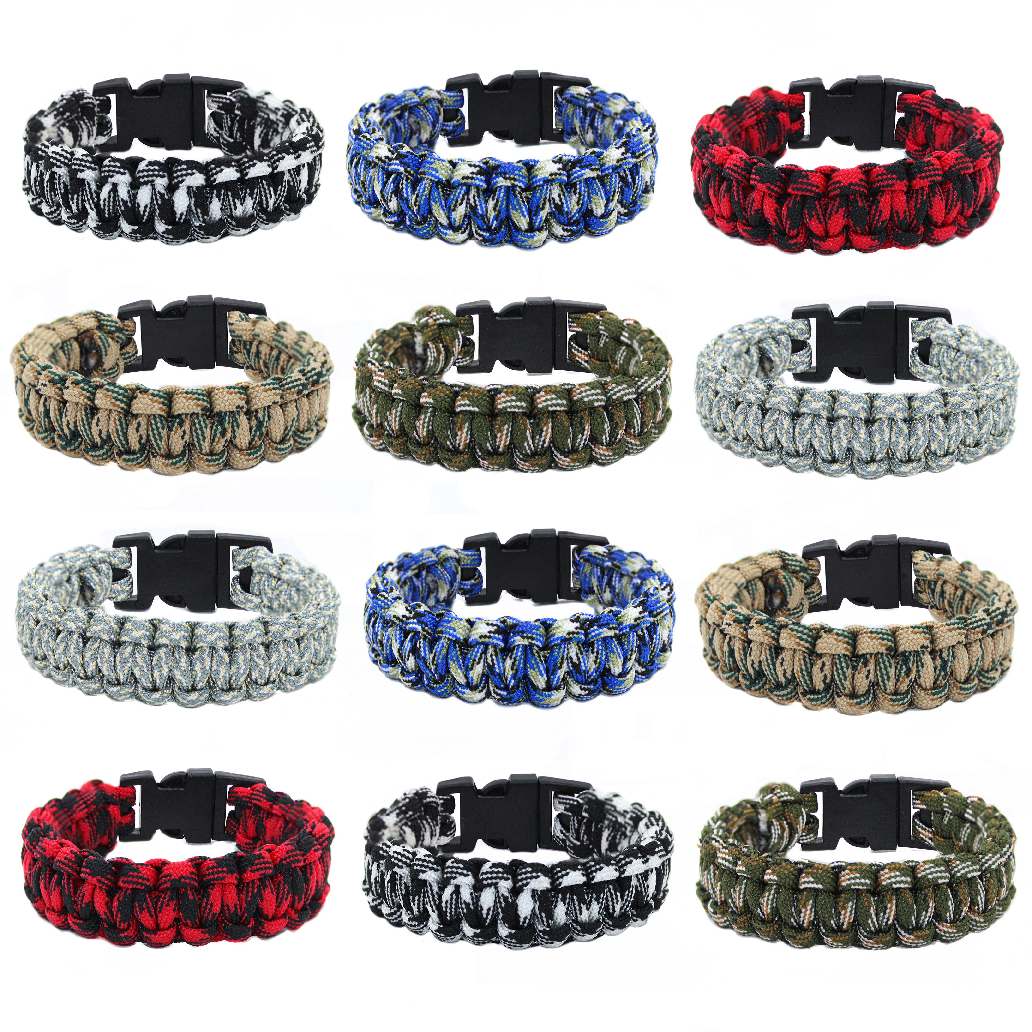 7DAYWEAR Paracord Bracelets for Men, Boys, Kids 12 PCs - Camo Survival  Tactical Bracelet Braided with 550 lbs Parachute Cord