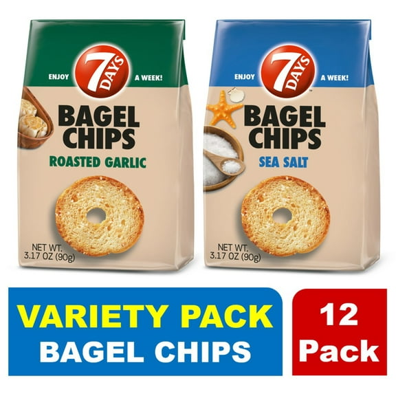 7Days Bagel Chips, Variety Pack (3.17oz, Pack of 12)