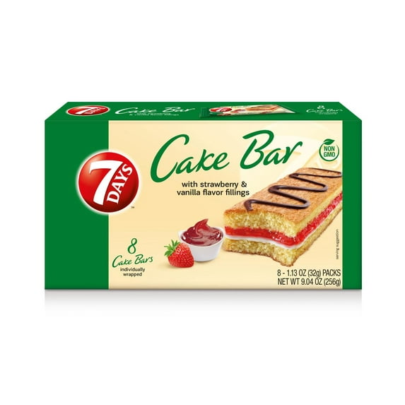 7Days Cake Bars, Strawberry, Non-GMO, 1.13oz (Pack of 8)