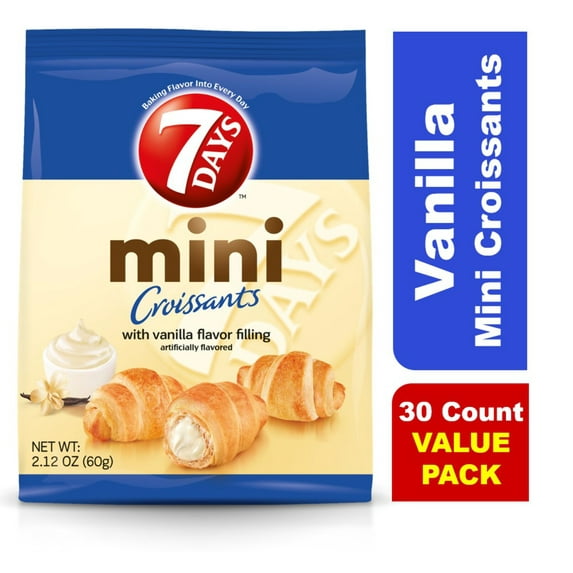 7Days Mini Croissant Pouches, Vanilla, 2.12oz (Pack of 30)