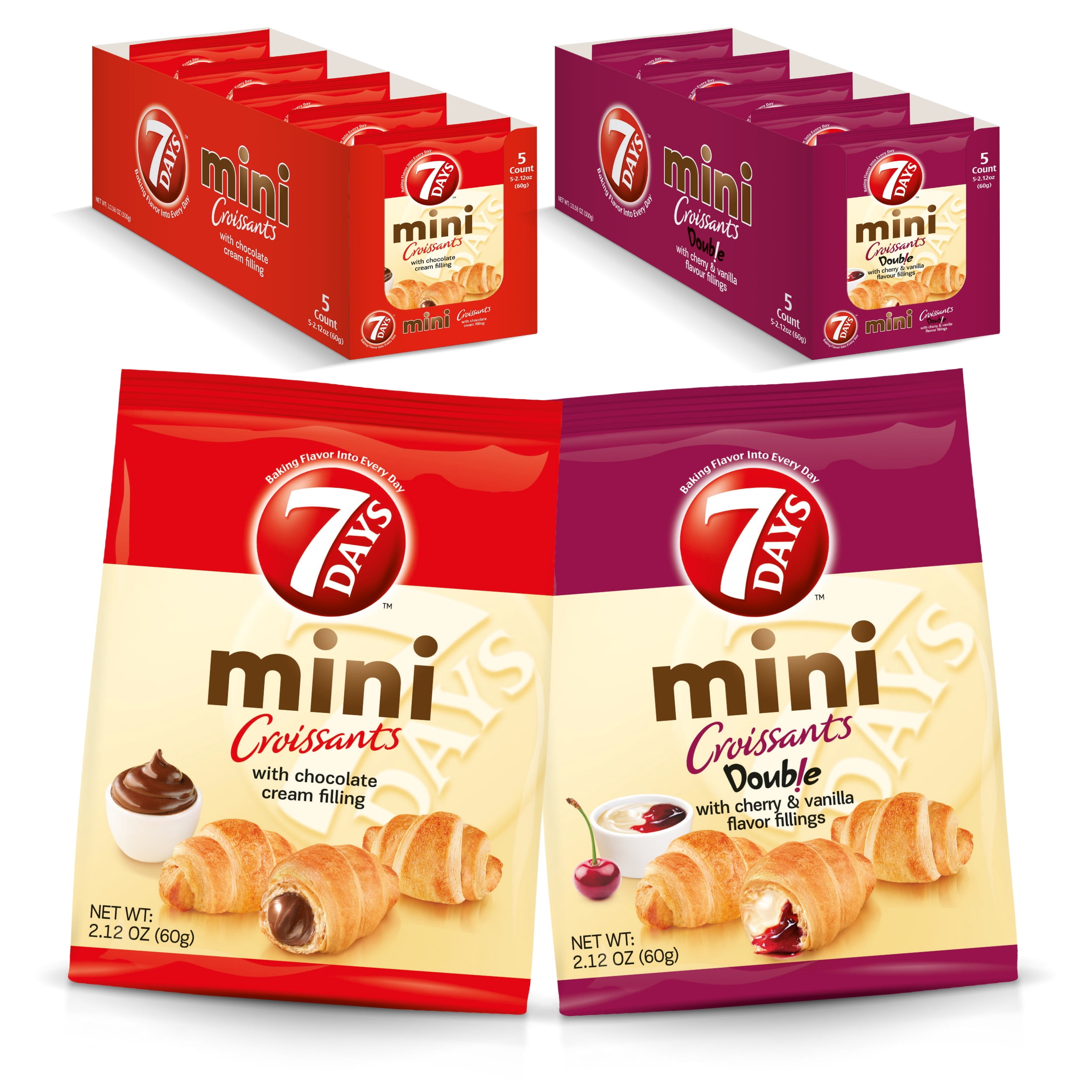 7Days Mini Croissant Pouches, Variety Pack, 2.12oz (Pack of 15)