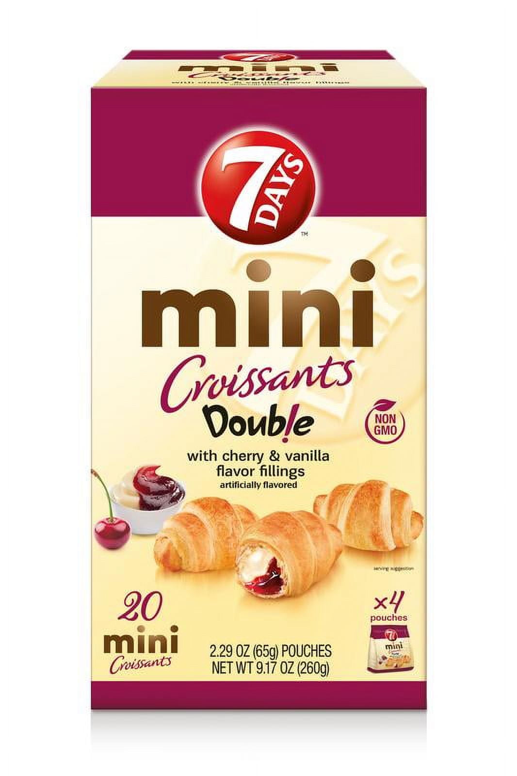 7DAYS GMO-Free Cherry & Vanilla Flavor Mini Croissant Pastries, 8.5 Oz, 20 Count
