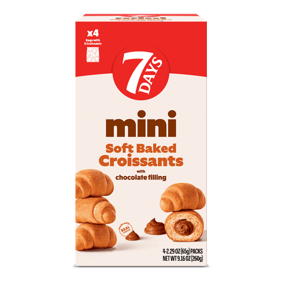 7Days Mini Croissants, Chocolate, Breakfast On the Go, Non-GMO (Pack of 4)